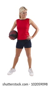 Young Fit Woman Holding A Weighted Ball