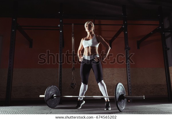 Young Fitness Female Standing Crossfit Gym Stock Photo 674565202 ...