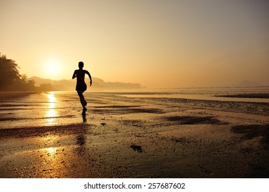 Woman Silhouette On Beach Sunset Man Stock Photo (Edit Now) 1906224625