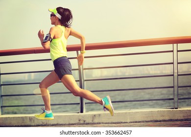 Young Fitness Woman Running Seaside Stock Photo (Edit Now) 374215948