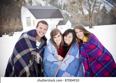 Young Friends Bundle Up For The Cold Winter Weather