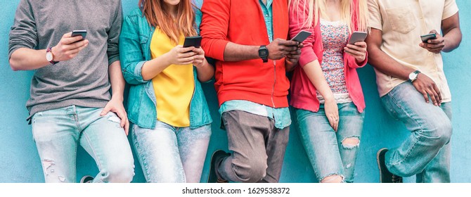 Teenagers Texting Mobile Phone Messages Leaning Stock Photo (Edit Now ...