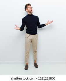 Young Full Body Man Performing Opera Or Singing At A Concert Or Show, Feeling Romantic, Artistic And Passionate Against White Background