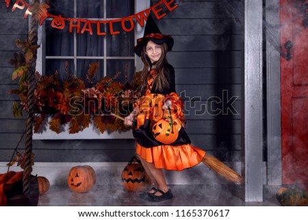 young funny girl kid child halloween stock photo edit now