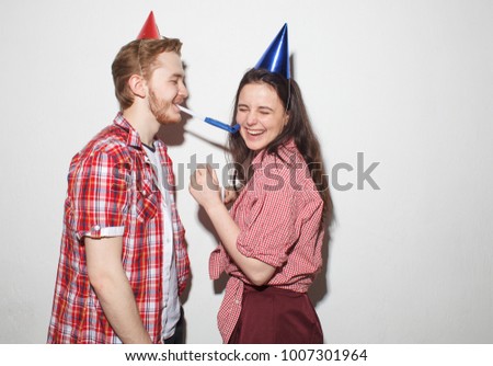 Similar – Young couple celebrating a birthday