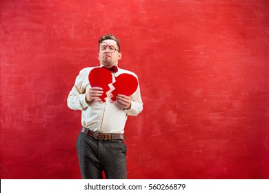 Young Funny Man With Abstract Broken Heart