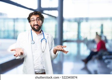 Young Funny Man Confused. Doctor Concept