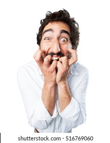 young funny man scared pose. worried pose - Shutterstock ID 516769060
