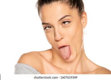 Out woman sticking tongue Beckwith