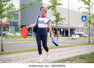 Young Gay Man Shopping. After Shopping