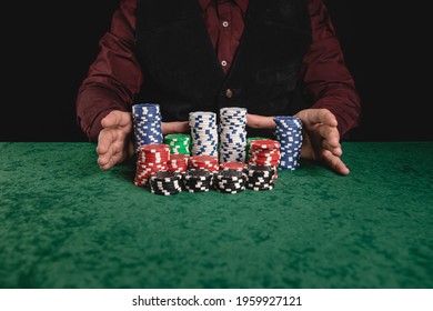 Young Gentleman Playing Poker And Going All In