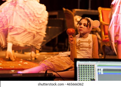 young girl acting on stage