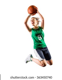 Young Girl Basketball Player Isolated