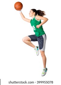 Young Girl Basketball Player Isolated