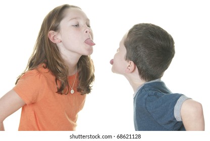 Young Girl And Boy In Fight