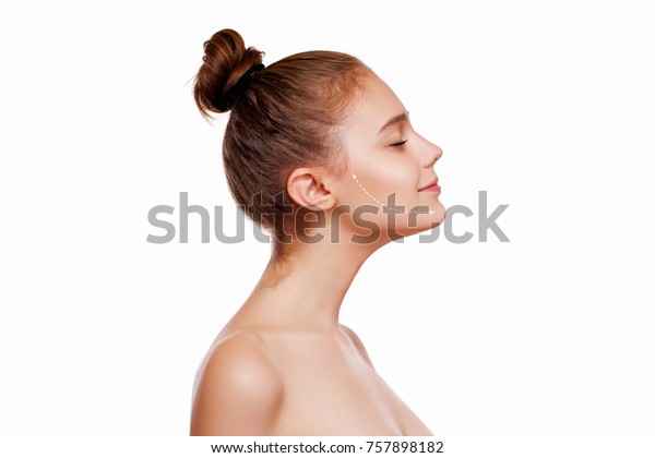 Young Girl Brown Hair On Top Stock Photo Edit Now 757898182