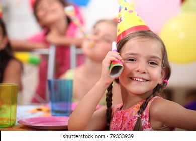 Young girl at a child's birthday party
