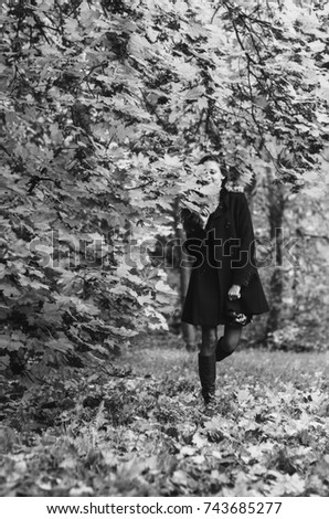 Similar – Image, Stock Photo Woman opening arms while enjoys nature in a tree forest.