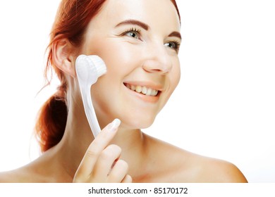 Young Girl Cleaning Face Peeling Brush Stock Photo 85170172 | Shutterstock