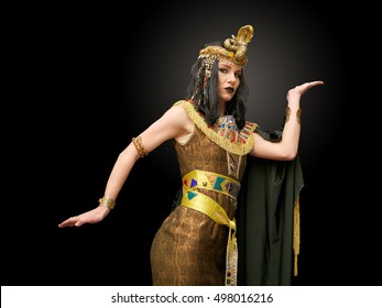 Young Girl Dressed In Cleopatra Costume, Pose, Studio Shot,