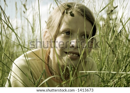 Similar – Happy girl with food on her mouth