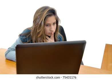 Young girl with a laptop computer - Shutterstock ID 75431176