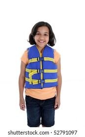 Young Girl Life Jacket On White Stock Photo 52791097 | Shutterstock