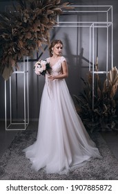 Young Girl In A Luxurious Wedding Dress