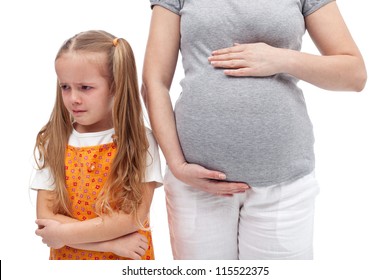 Young Girl Not Happy About A New Sibling - Sobbing Along Her Pregnant Mother