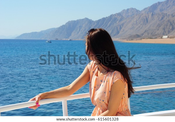 Young Girl On Boat Tropical Beach Stock Photo Edit Now