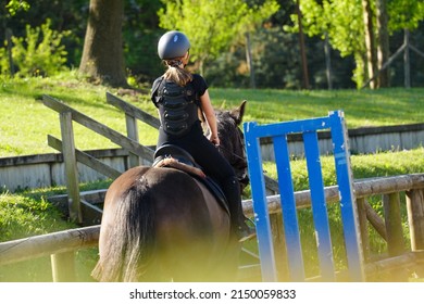 Young Girl On Horseback In An Equestrian Center