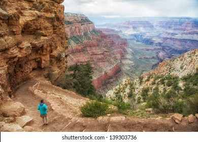 Young Girl On Kaibab Trail, South Rim, Grand Canyon National Park, Arizona