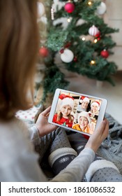 Young Girl On Video Call With Family During Christmas Holiday