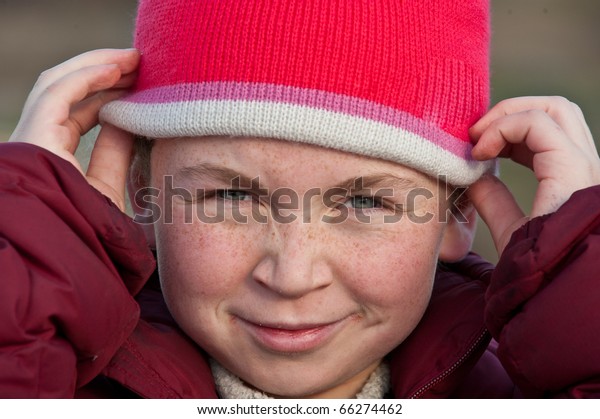 red and white stocking cap