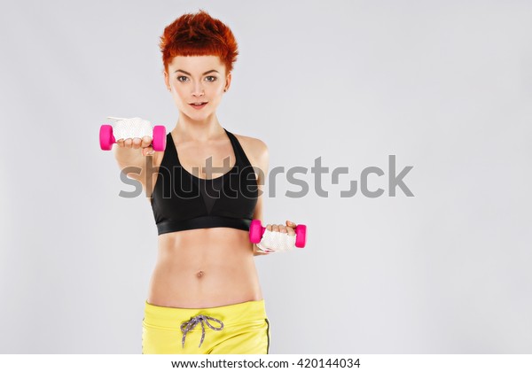 Young Girl Red Short Hair Wearing Stock Photo Edit Now 420144034