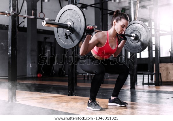 Young Girl Red Tubetop Posing Barbell Stock Photo 1048011325 | Shutterstock