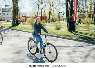 Young Girl Riding Bike Sustainable Mobility Stock Photo 2181062097 ...