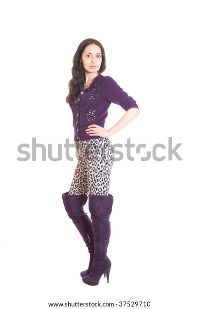 Young Girl Riding Boots Stock Photo 