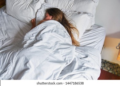 Young Girl Sleeping Hotel Bed Stock Photo 1447186538 | Shutterstock