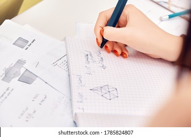 Young Girl Studying Using Pen And A Notebook, Preparation For SAT, Preparation For ACT, CLT,  Preparation For Math Exam, Standardized Test Preparation