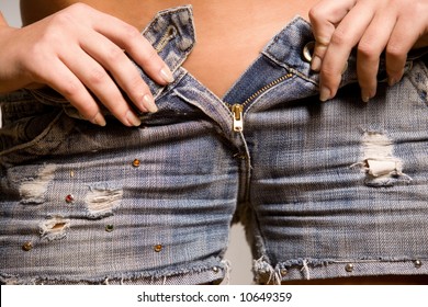 Girls In Unzipped Jeans