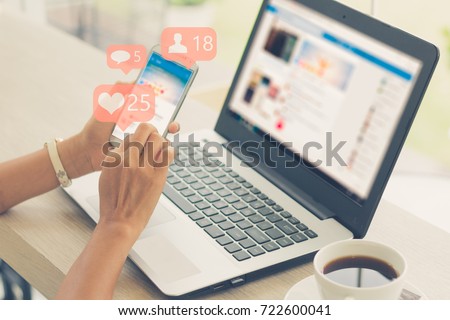 Young girl using smart phone,Social media concept.