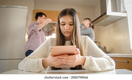 Young Girl Using Tablet Computer Ignoring Stock Photo 2000798966 ...