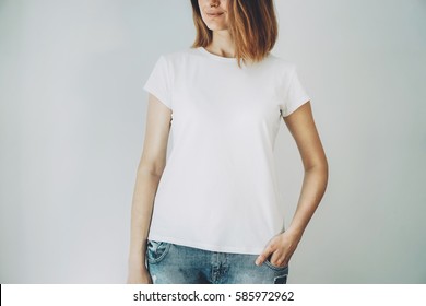 Young Girl Wearing Blue Jeans White Stock Photo 585972962 | Shutterstock