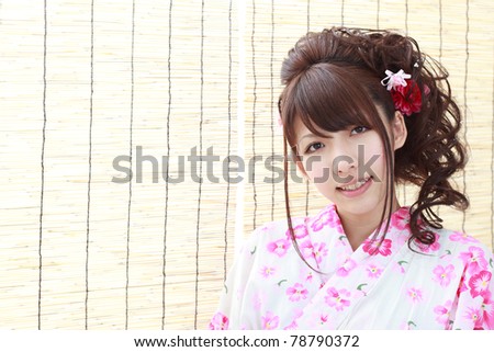Young girl wearing Japanese Kimono