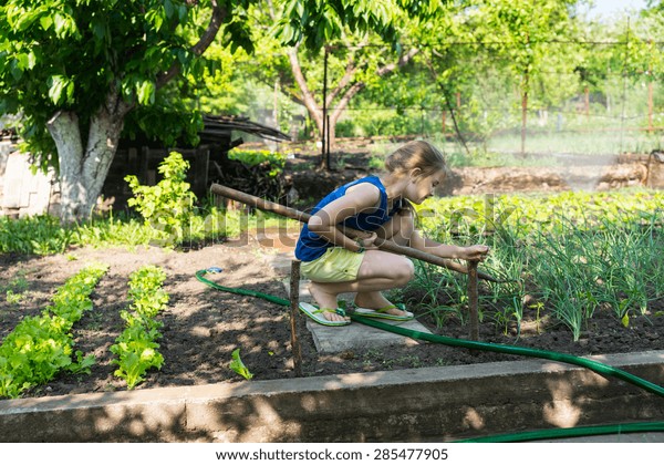 Young Girl Working Garden Tending Young Stock Photo Edit Now