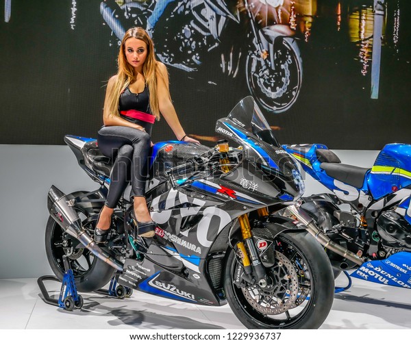 Young Good Looking Model Eicma Motor Stock Photo Edit Now 1229936737