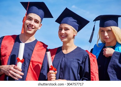 Young Graduates Students Group Standing Front Stock Photo 304757717 ...