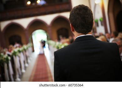 Young Groom Is Waiting For A Bride