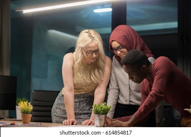 Young group of multiethnic business people on a meeting in meeting room